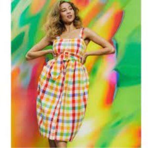 Christopher John Rogers Target - Plaid Wide Strap Tie Waist Tank Dress Size 6